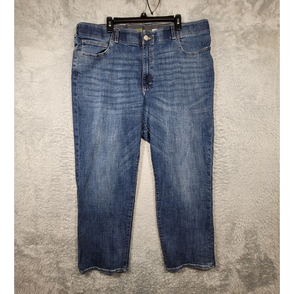 Lee Jeans Mens 48x30 Blue Relaxed Straight Extreme Motion MVP